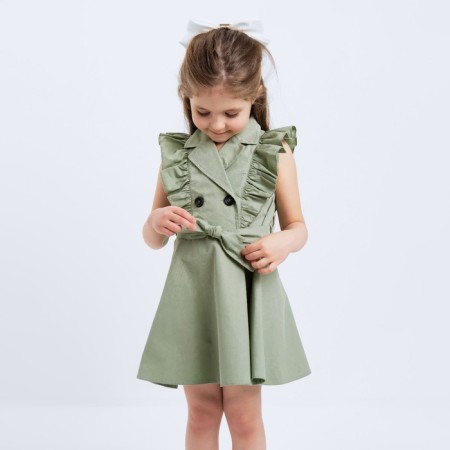 Baby Double-breasted KAFTAN, size 34 (122-128 cm), olive color-5