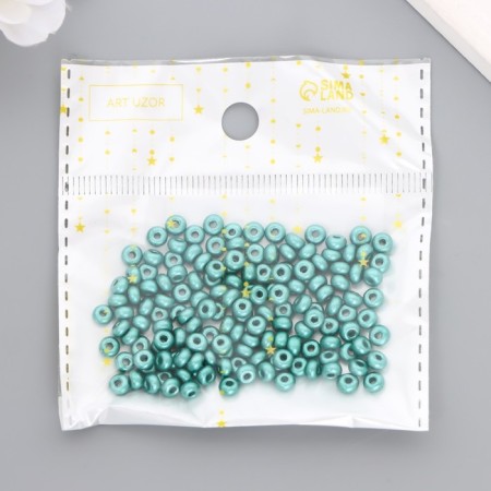 Glass beads 6/0 "metallic. Dark turquoise" 10 g-3