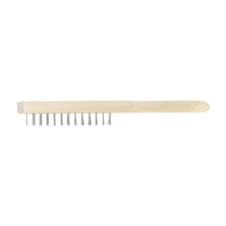 Metallic manual scrap brush, wooden handle, 3-row-4