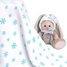 Lothel -based velor flap, white with blue snowflakes, 100*180 cm