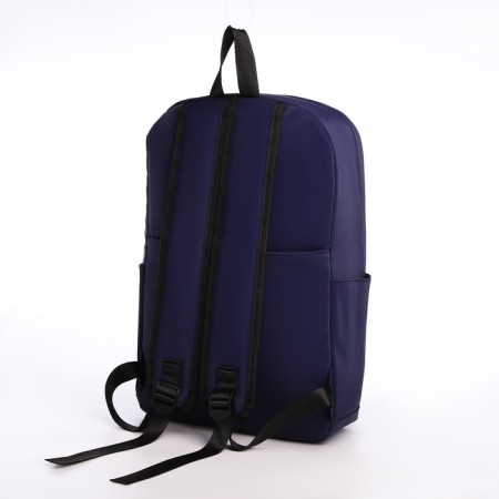 Youth backpack from textiles with a zipper, waterproof, 4 pockets, blue color-3