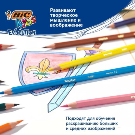Pencils 12 flowers BIC Kids Evolution Ecolutions, children's, shock -resistant, plastic-4