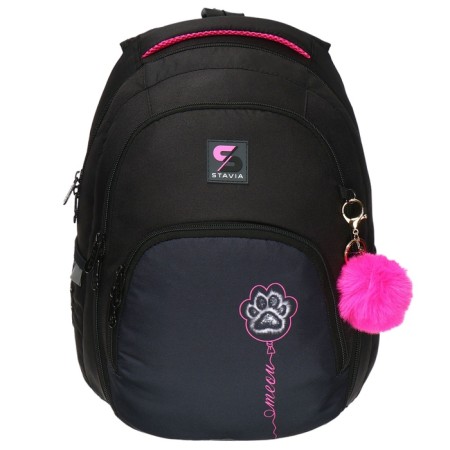 Youth backpack, 42 ​​x 31 x 13 cm, ergonomic back, stavia "foot", black-2