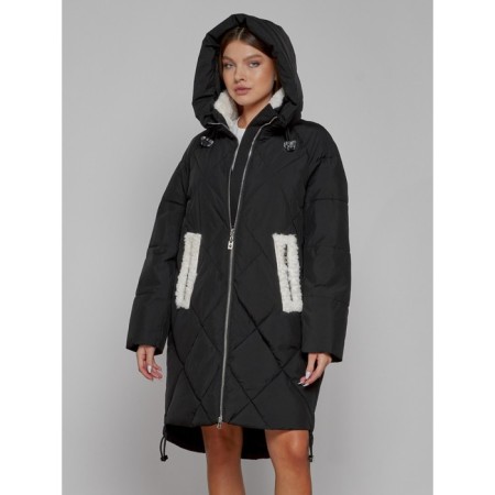 Coat insulated winter female, size 44, black color-4