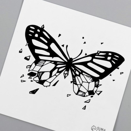 Tattoo on the body Black "Butterfly with Shards" 6x6 cm-5
