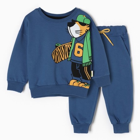 Kit (sweatshirt/trousers) for a boy, blue color, height 80 cm