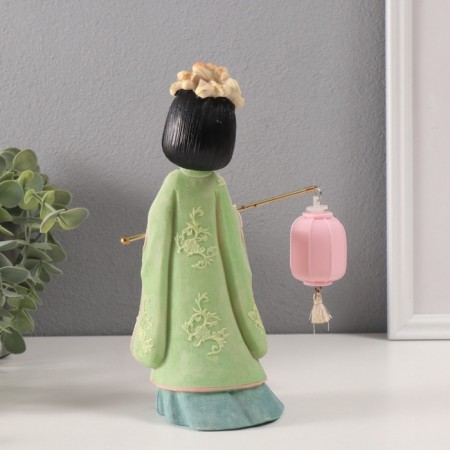 Souvenir Polystone Light "Girl in a kimono with a flashlight" Green 1xlr41 7.6x14x22 cm-3