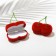 Velvet case for earrings/rings “Cherry”, 7 × 7, red color, white insert
