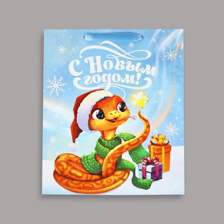 Package Gift New Year Laminated "Snake 2025", M 26 x 30 x 9 cm, New Year-3