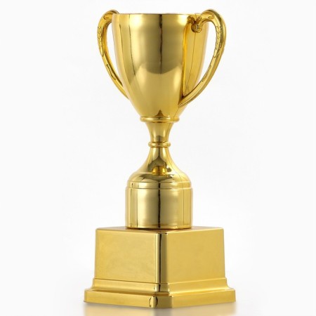 Cup 112, award figure, gold, plastic stand, 17.7 x 10.5 x 7.5 cm.-2