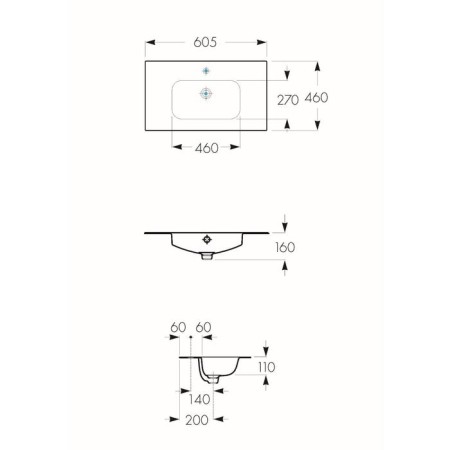 Sink Roca Victoria Nord UNIK, 60 x 46 cm, 327999000-3