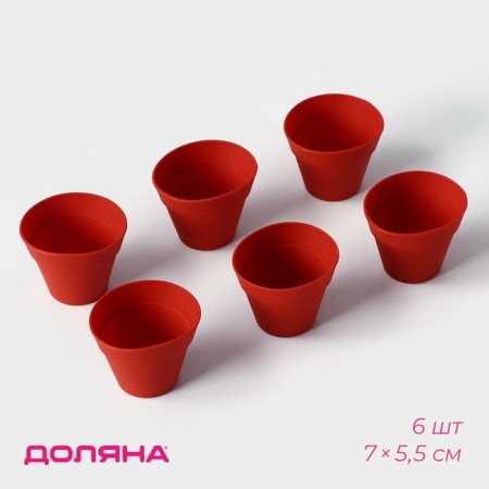 A set of baking shapes “Flower pots”, silicone, 6.5 × 5.5 cm, 6 pcs