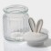 Glass Bank for bulk products with a ceramic lid of the bunny in gold, 230 ml
