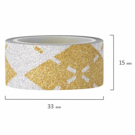 Sticky tape polymer for decor with sparkles "Patterns", 15 mm x 3 m (set 7 pcs)-4