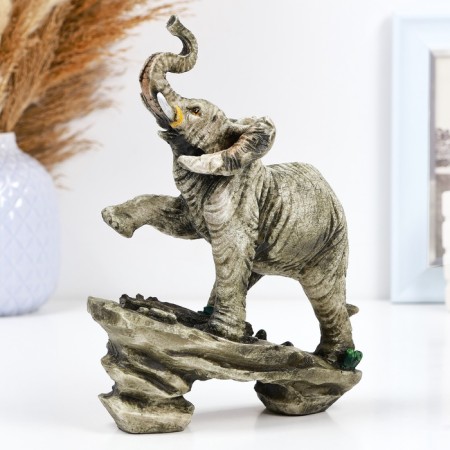 Figure "Elephant on Stone" 17x7x22cm-1