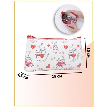 Cosmetic bag with lightning, white/red color-2
