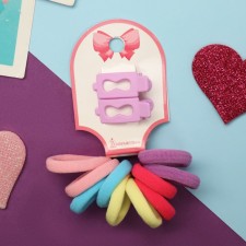 Caramel hair set (10 elastic bands 3 cm, 2 clamps 3 cm) infinity, lilac