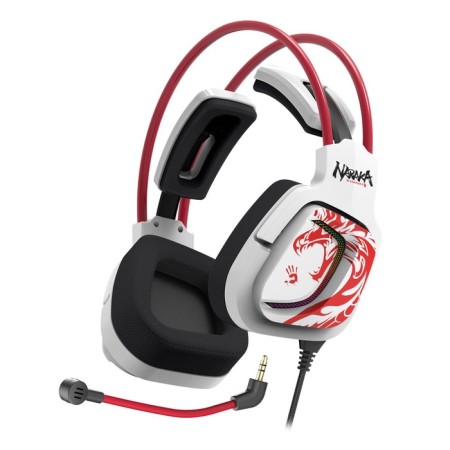 Headphones with A4Tech Bloody G575 Naraka Microphone White/Red 2M Monitor USB heading (G 107749