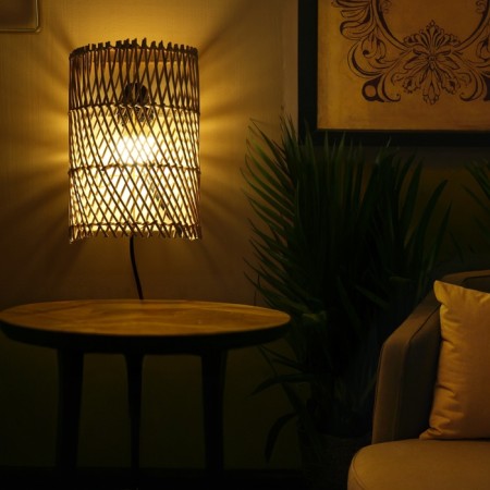 Lamp wall -mounted from a rattan "grid" 1x120W, E27, 16x10x23 cm