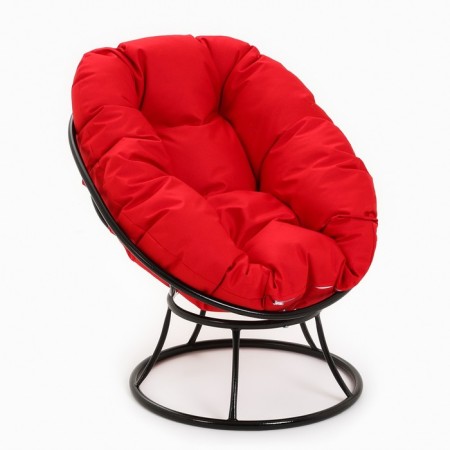Armchair "Donut" with a red pillow, a black stand, 55 x 40 x 61 cm