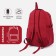 A backpack with a zipper, 4 outer pockets, red color