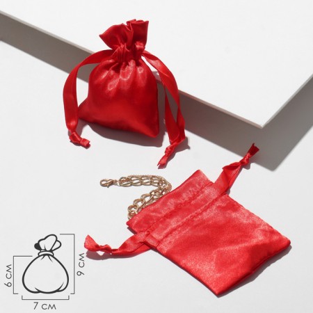 Satin gift bag, 7 × 9 cm, red color