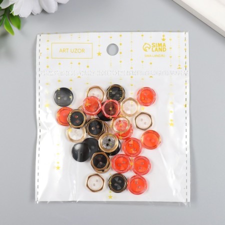 Buttons plastic for creativity on the leg "with pearl" color mix set 30 pcs 1.2x1.2 cm 94135-3