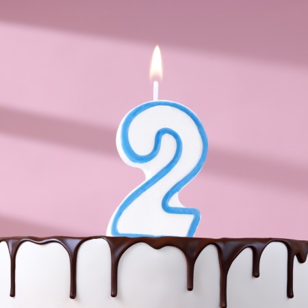 Candle for cake the number "2" Color rim, mix