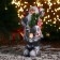 Santa Claus "In a white-red fur coat with a strap, with skis" 30 cm