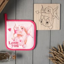 Set of kitchen shares Love You: stand 15*15 cm, take 17*17cm