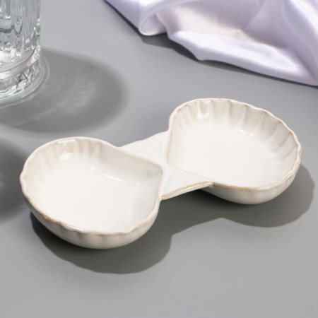 Ceramic “sea shell” saucer, 8.5 x 15 cm., White color-2