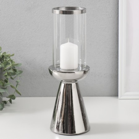 Ceramics candlestick, glass for 1 candle "surface" d = 8 cm silver 10x10x29.5 cm-3