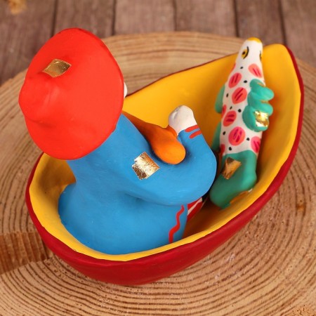 Dymkovo toy "man in a boat"-1