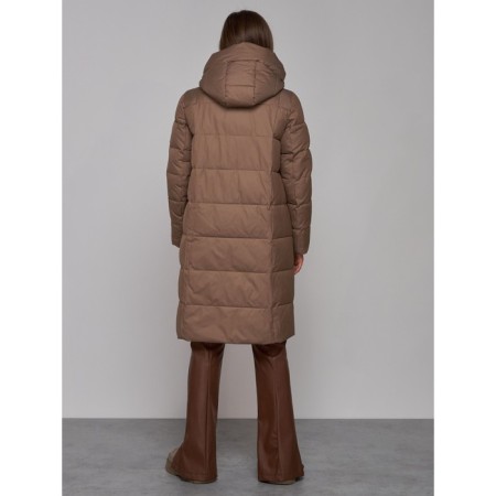 Coat insulated winter female, size 42, brown color-3
