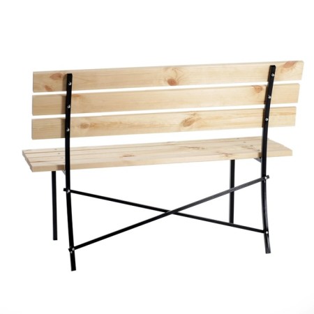 Garden bench from pine with a back "Laksi" tree, metal frame, 36x120x82cm-3