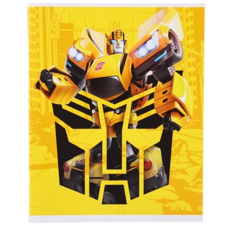 Notebook of 48 sheets in a cage, cardboard cover, block No. 2, whiteness 75% (gray sheets) Bumblebee, transformers-2