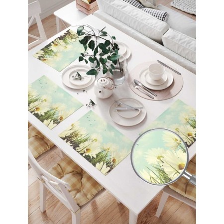 A set of napkins for setting the table "Chamomile under the sky", rectangular, size 32x46 cm, 4 pcs-1