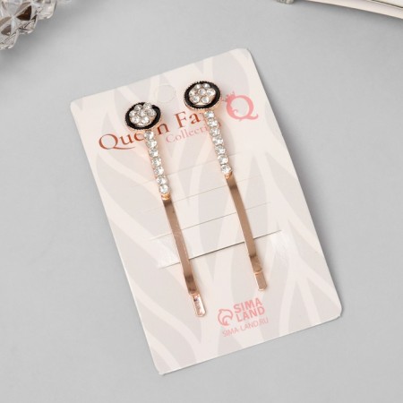 Invisible hair "Hadley" (set 2 pcs) circle, 6 cm, pink gold-2