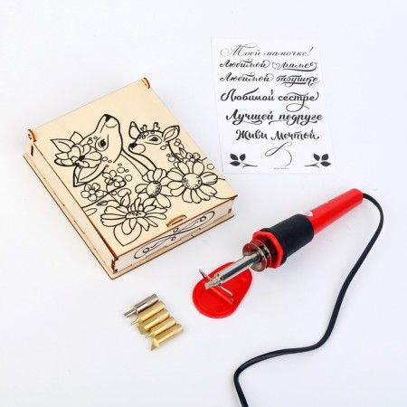 Set for creativity. Furning on wood "Casket"-4