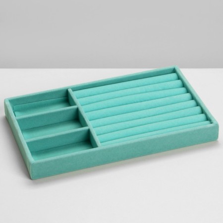 Steam for jewelry 3 cells and 7 strips for rings, phlock, 21 × 12.3 × 2.5 cm, turquoise color-2