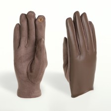 Gloves are female, dimensionless, without insulation, brown color