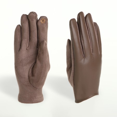 Gloves are female, dimensionless, without insulation, brown color