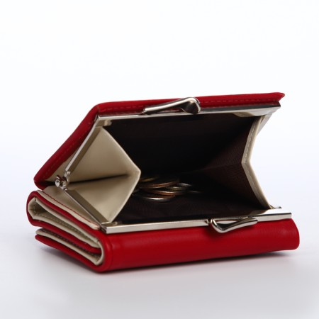 Women's wallet on the button, burgundy color-4