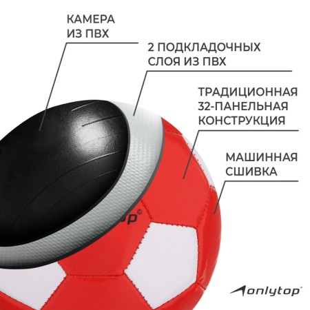Ball football onlytop, PVC, machine stitching, 32 panels, p. 2, color mix-2