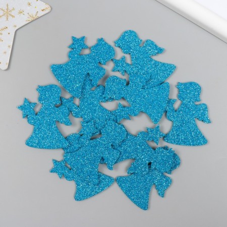 Decor "Angel" blue 5 cm set 10 pcs foam glitter-2
