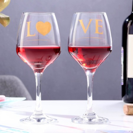 Set of glasses for wine "Love" 350 ml, 2 pieces-1