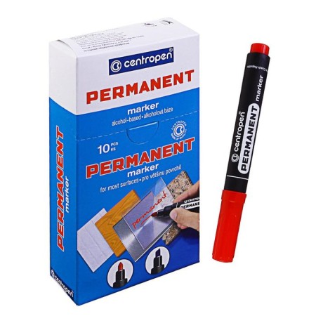 Permanent marker 5.0 mm centropen 8566, line 2.5 mm, red color