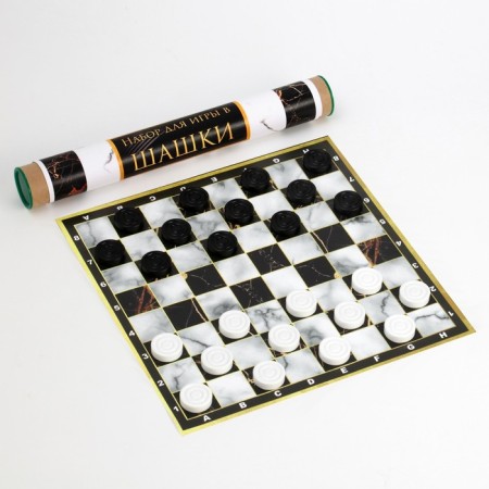 Checkers, 24 pcs, d-3 cm, h-0.9 cm, vinyl field 30 x 30 cm, in a tube-1