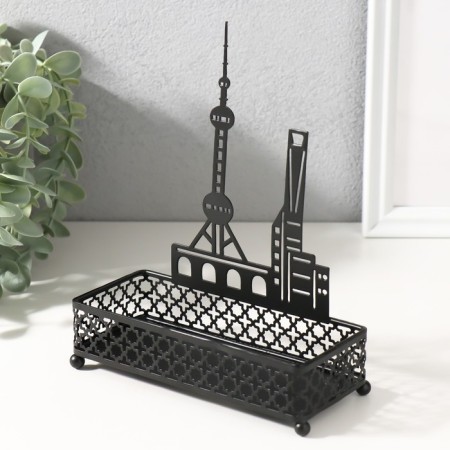 Top interior metal "City" Black 6.3x14.5x18.5 cm-2