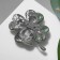 Brooch "Clover" for good luck, emerald color in silver